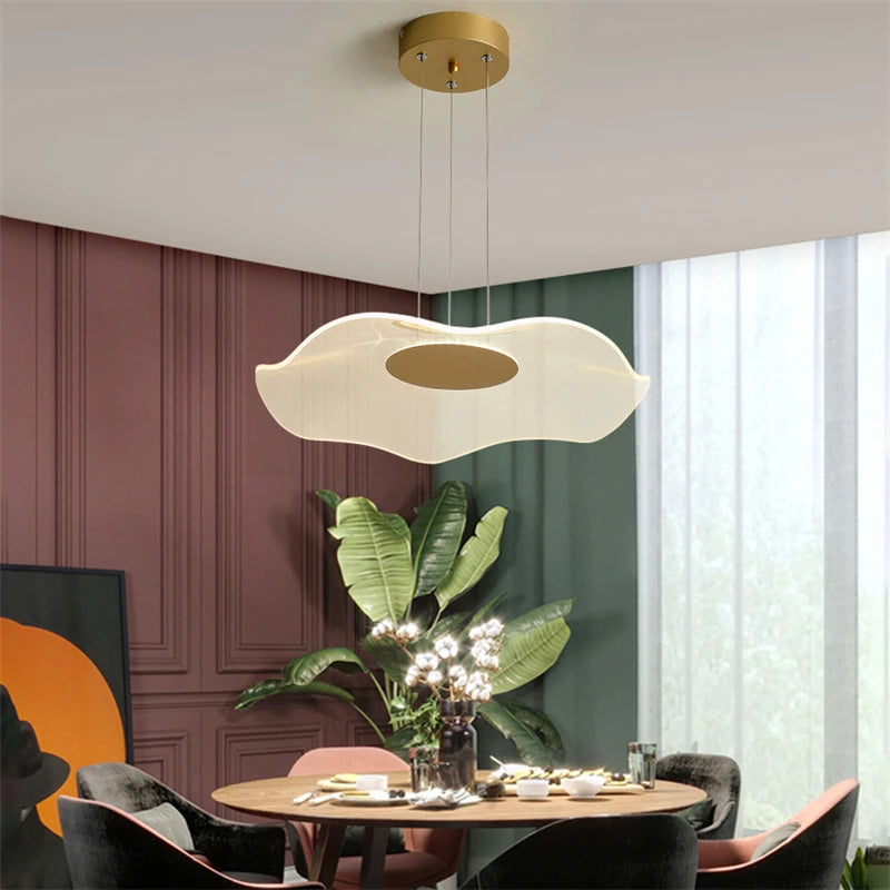 lampe led simple moderne lustre nordique feuille de lotus gradation - vue 6 sur 8