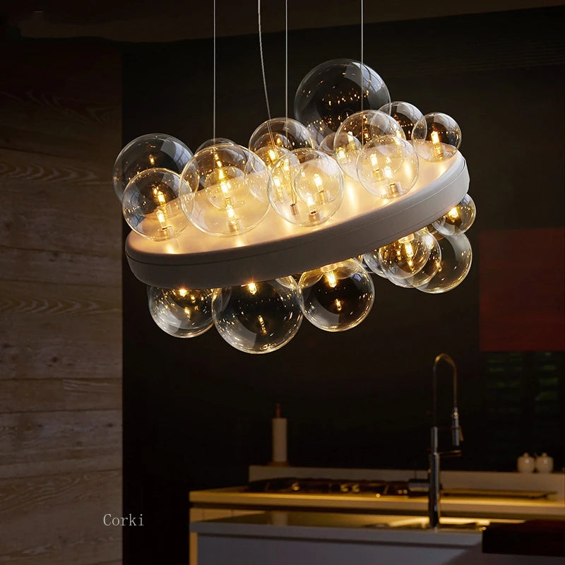 lustre en verre transparent design moderne pour décoration intérieure - vue 1 sur 8