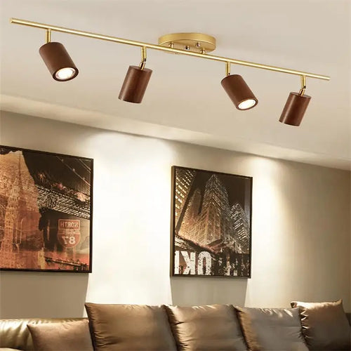 lampe led en bois moderne montée en surface avec plusieurs têtes - vue 2 sur 14