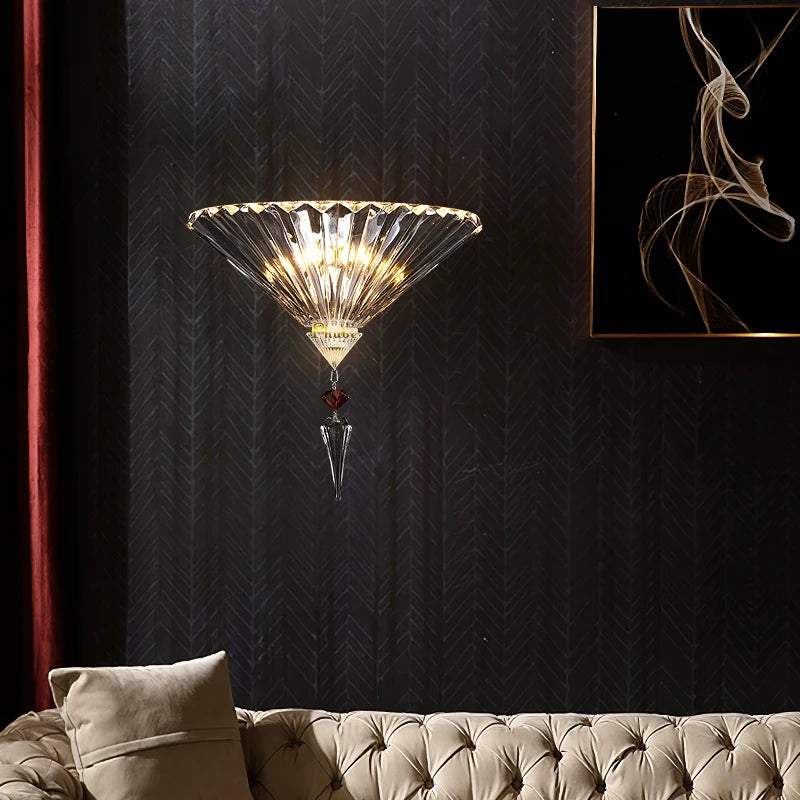 Applique murale moderne en cristal avec miroir - vue 4 sur 6