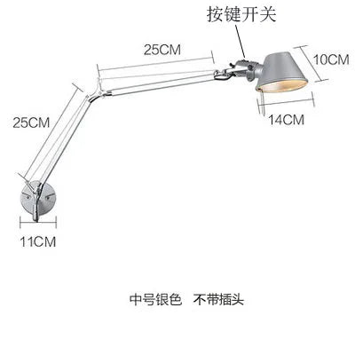 applique murale led moderne à bras long pliable et réglable pour lecture - vue 16 sur 16