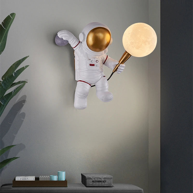 applique murale Nordique LED personnalité astronaute lune chambre d'enfant cuisine salle à manger chambre bureau balcon allée - vue 3 sur 9