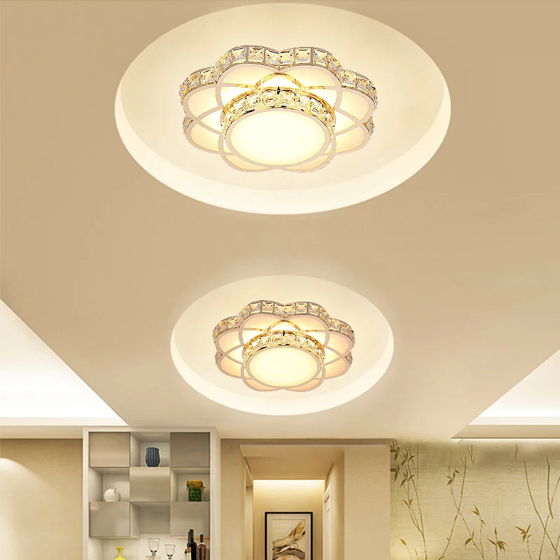 plafonnier led intelligent avec motif de fleur en cristal moderne - vue 4 sur 12