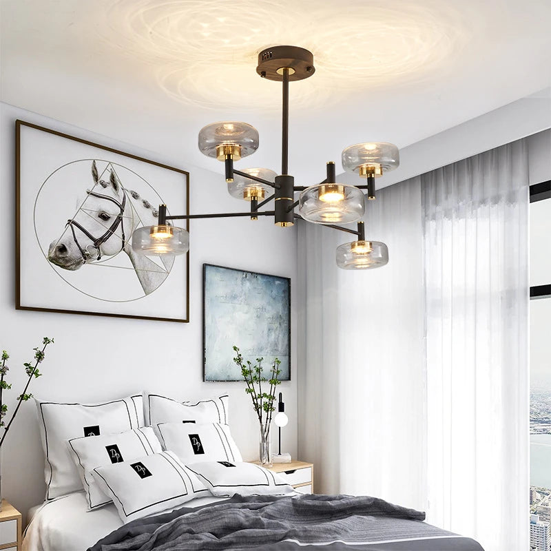 lustre post-moderne de luxe en verre nordique éclairage led - vue 3 sur 12