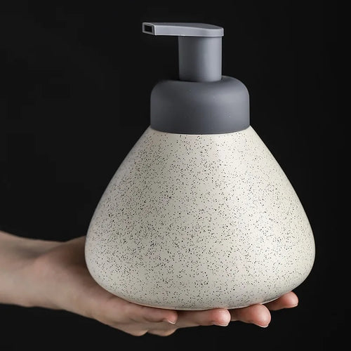 distributeur de savon en céramique mousse pressante pour salle de bain - vue 2 sur 18