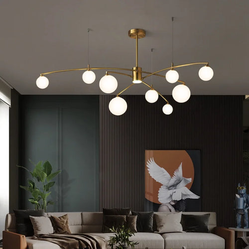 lustre design en métal et verre pour intérieur moderne - vue 5 sur 11