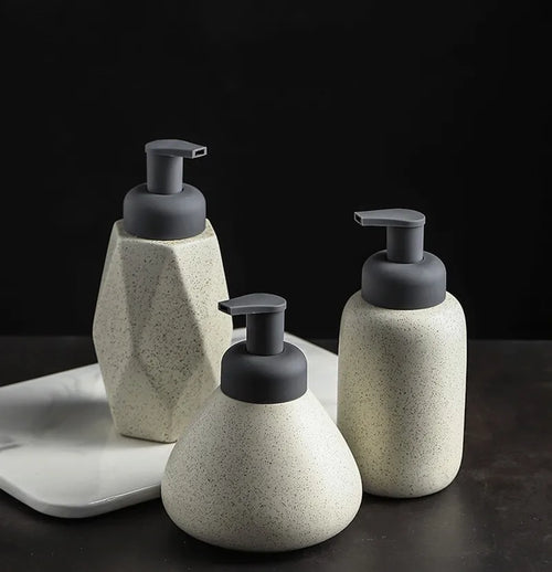 distributeur de savon en céramique mousse pressante pour salle de bain - vue 6 sur 18