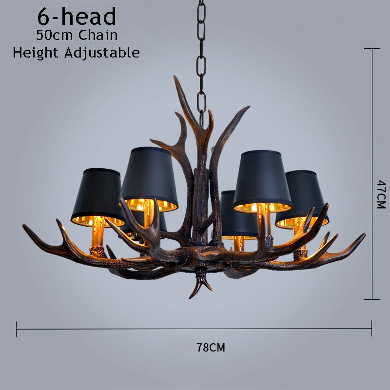lustre vintage amérique pour café bar hôtel avec suspension deerhorn