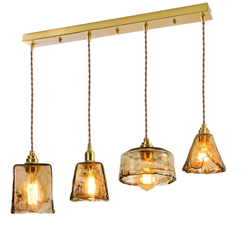 suspension led style japonais en bois cuivre réglable vintage - vue 16 sur 21