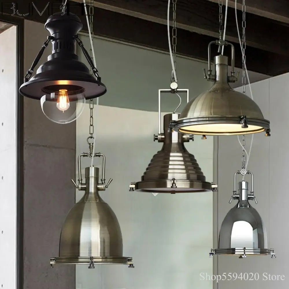 suspension style loft campagne américaine éclairage rétro industriel - vue 3 sur 9
