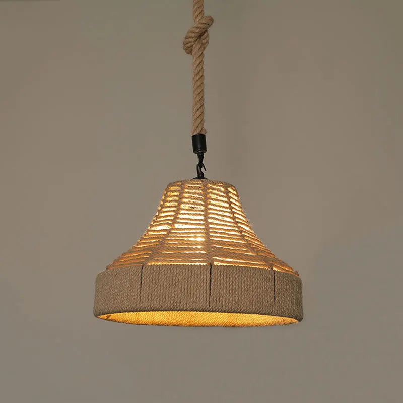 suspension industrielle vintage en corde de chanvre pour décoration intérieure