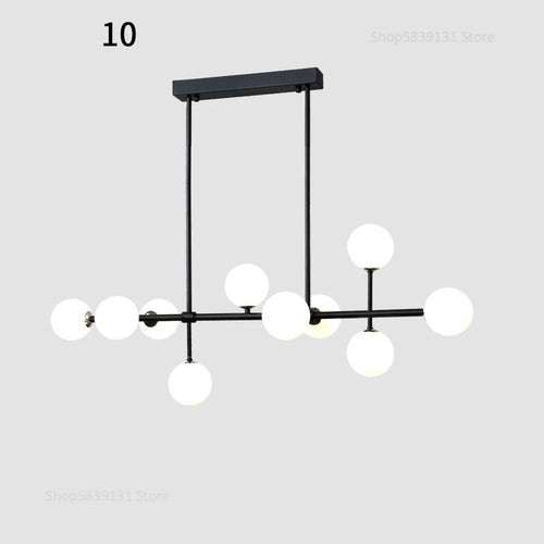 lustre nordique en fer avec boule de verre led pour restaurant - vue 14 sur 20