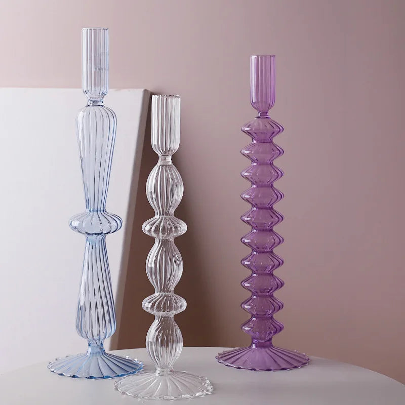 bougeoirs chandeliers décoration de mariage en cristal et verre - vue 3 sur 12