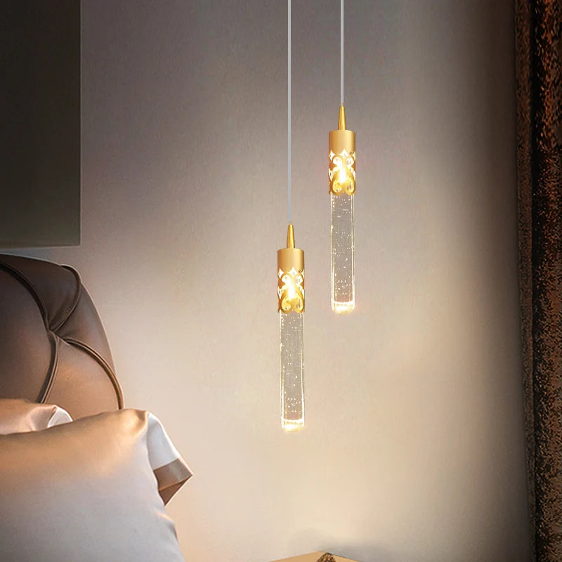 suspension en cristal de luxe avec télécommande pour chevet kistchen island led - vue 3 sur 14