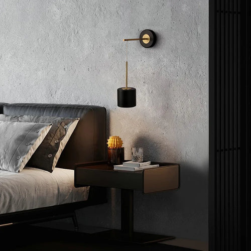 Aisilan appliques murales suspendues de luxe applique murale suspendues noires et dorées 5W luminaire LED pour chambre à coucher et étude - vue 4 sur 7