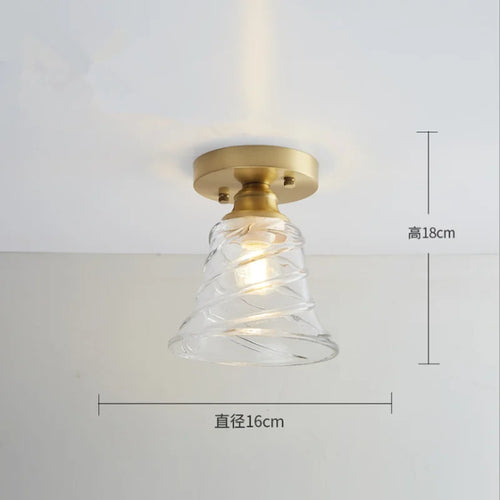Plafonnier en verre nordique rétro Loft Vintage plafonnier salle à manger couloir moderne cuivre E27 plafond abat-jour en verre - vue 26 sur 26