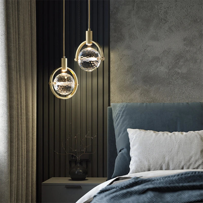 suspension LED en cristal design nordique luxueux - vue 5 sur 8