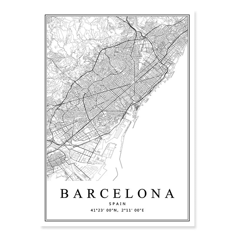 carte artistique des villes espagnoles pour décoration intérieure - vue 12 sur 12