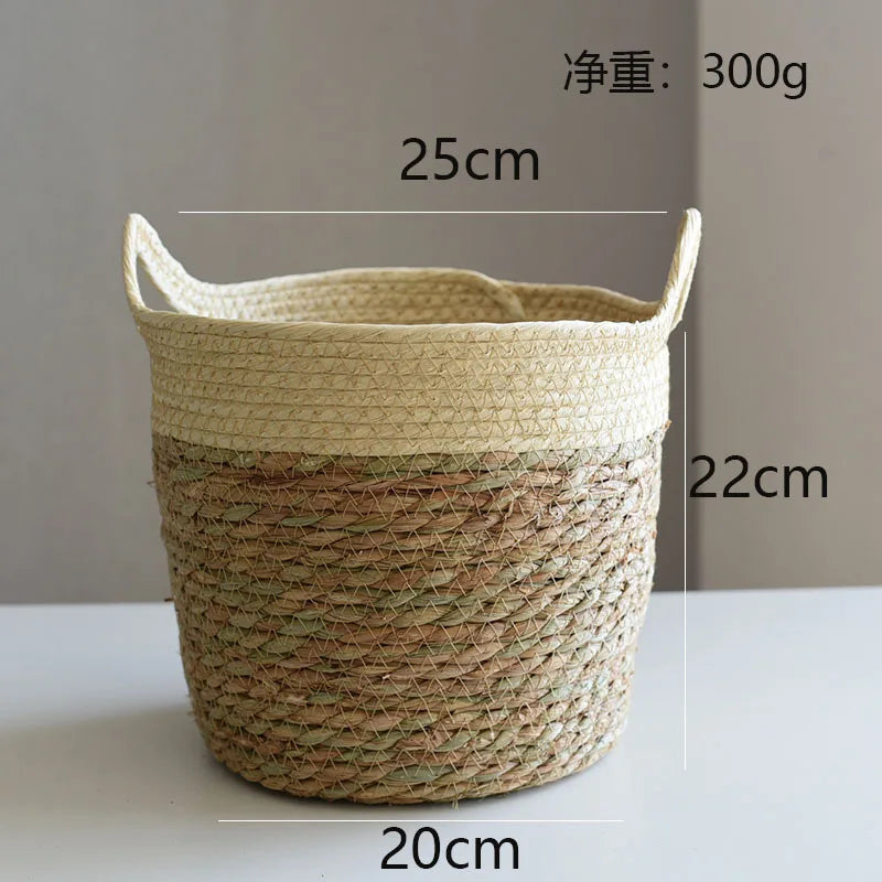 panier de rangement en paille pour décoration artisanale moderne - vue 8 sur 12