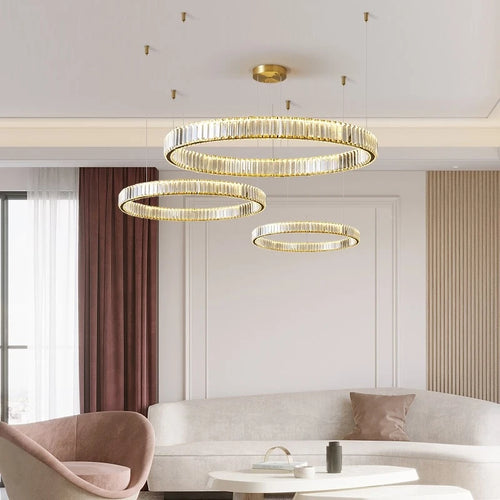 lustre led moderne de luxe en cristal et acier pour maison restaurant - vue 2 sur 6