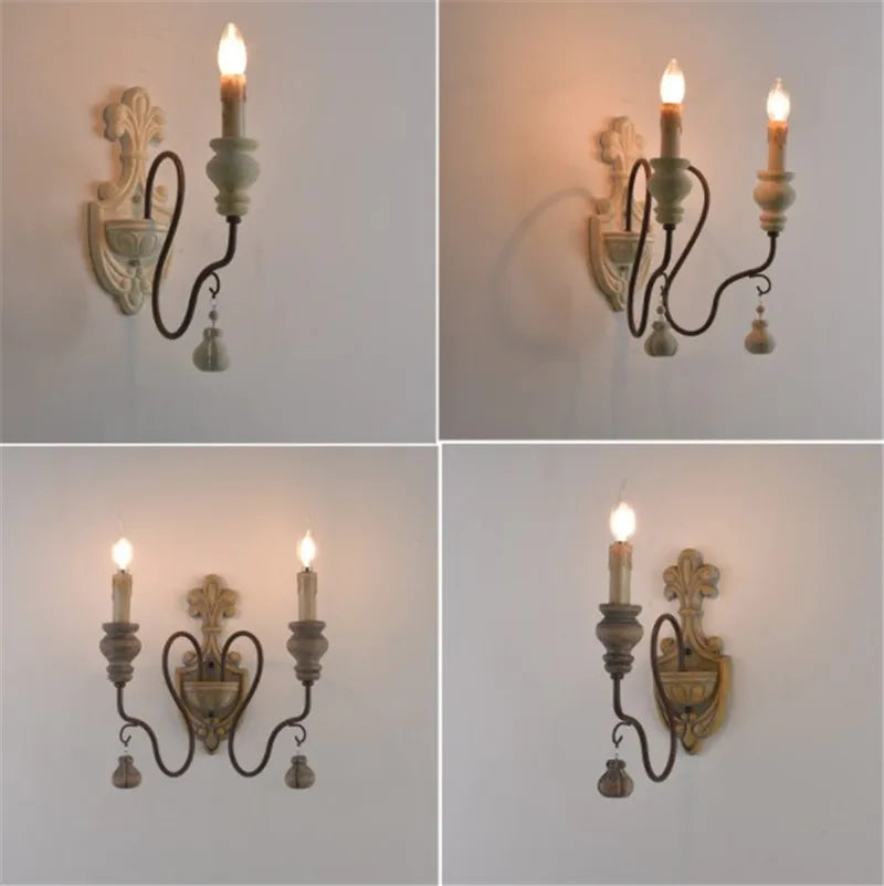 applique murale en bois et fer style vintage industriel - vue 4 sur 10