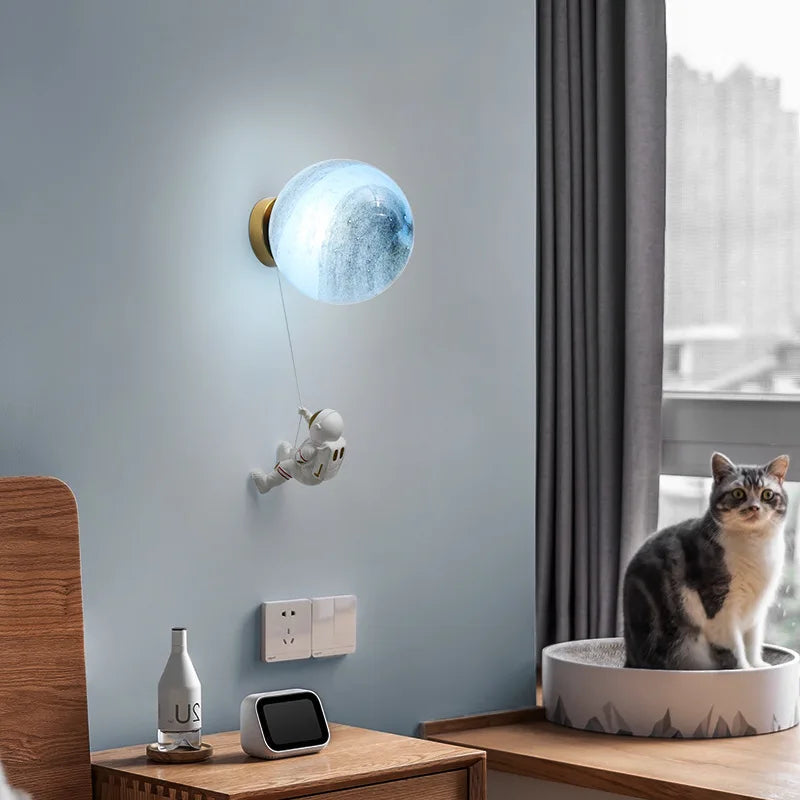applique murale d'astronaute 3d avec lumières de lune pour enfants - vue 3 sur 10