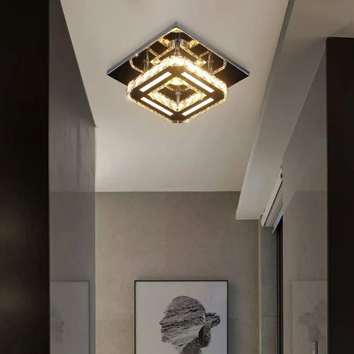 Plafonnier LED décoratives en cristal maison cuisine chambre salon moderne salle à manger Hallw - vue 3 sur 7