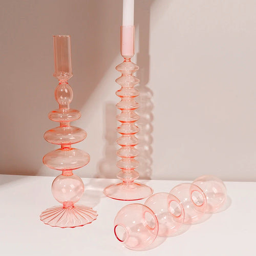 bougeoirs en verre rétro classiques pour décoration de mariage et intérieure - vue 2 sur 17