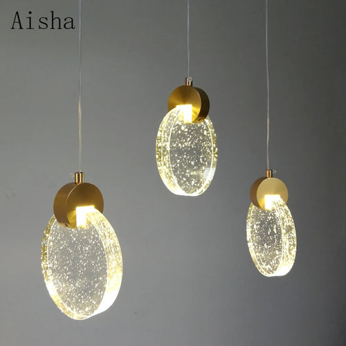 suspension en cristal moderne créative avec éclairage led - vue 3 sur 8