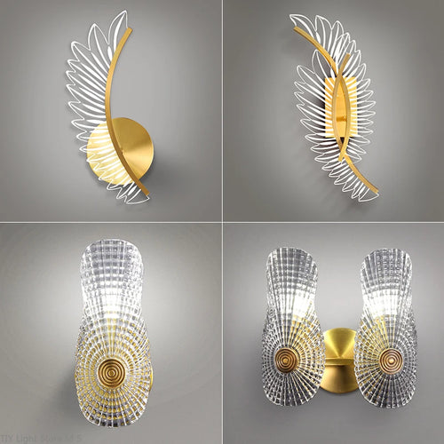 applique murale led design ailes dorées de luxe moderne - vue 2 sur 9