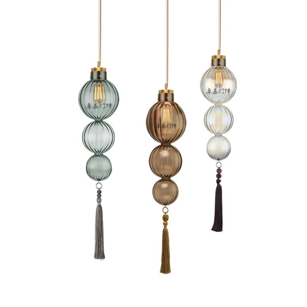 suspension Style chinois vitrail gourde gland lumières Loft salon cuisine Art déco intérieur luminaire - vue 12 sur 12