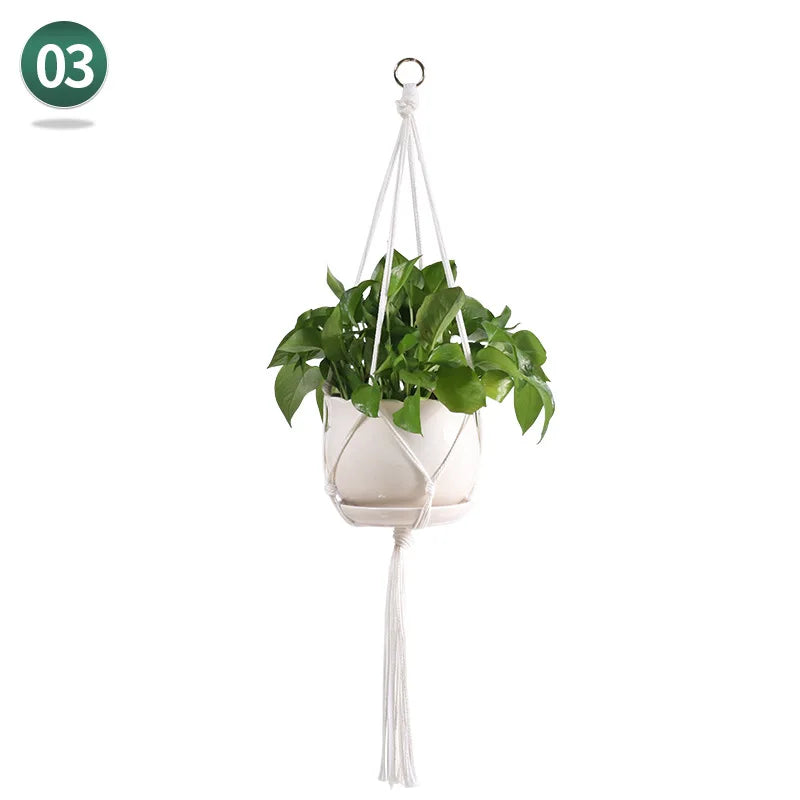 panier suspendu en macramé pour plantes artisanales décoration intérieure - vue 18 sur 18