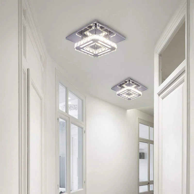 Plafonnier LED décoratives en cristal maison cuisine chambre salon moderne salle à manger Hallw - vue 3 sur 7