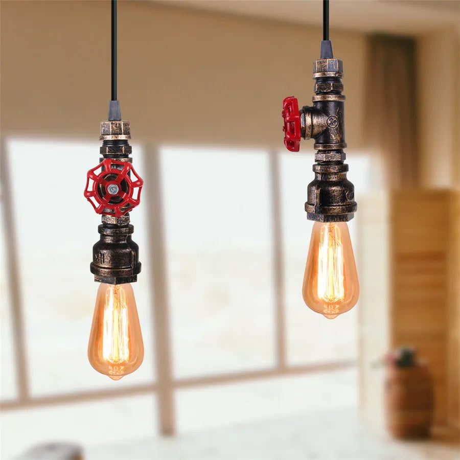 Suspension Loft Steampunk Vintage tuyau d'eau en métal - vue 4 sur 11