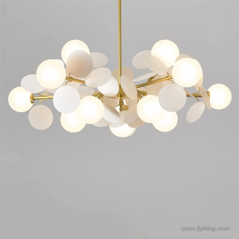 suspension à led design nordique avec fleurs décoratives en acrylique - vue 4 sur 24