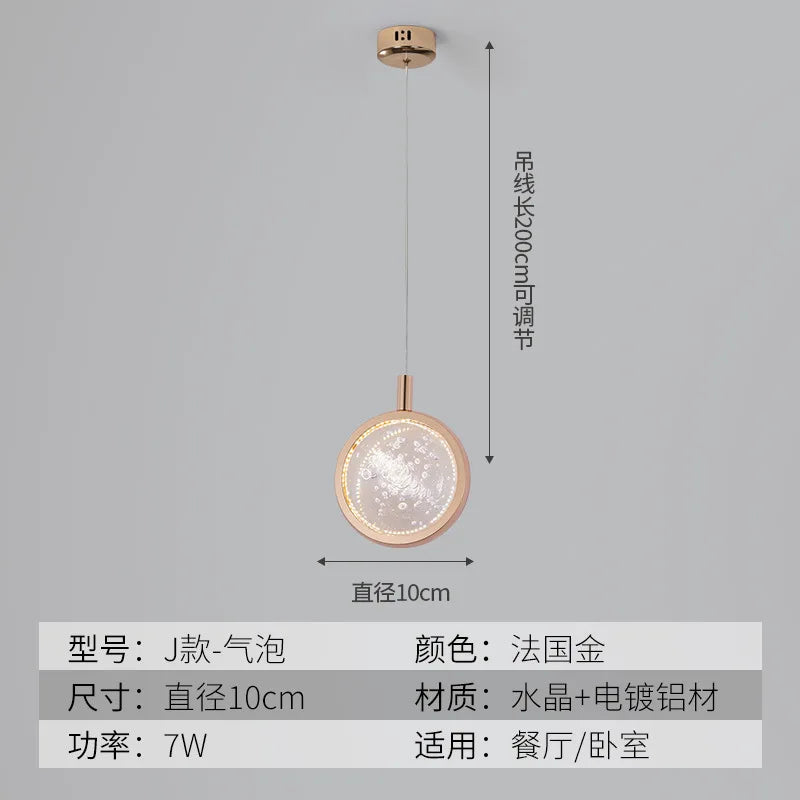 suspension LED en cristal doré au design nordique moderne - vue 17 sur 21