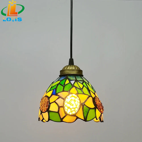 lustre style européen tournesol en verre vintage pour bar - vue 4 sur 8