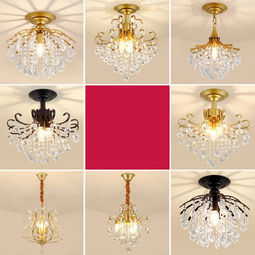 plafonnier led en cristal doré pour décoration moderne - vue 3 sur 22