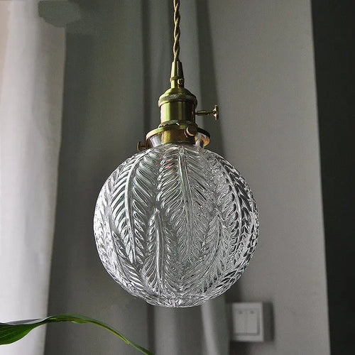 suspension rétro en verre et cuivre style nordique décoratif - vue 6 sur 7