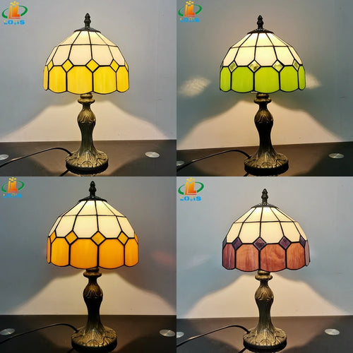 lampe à poser vitrail style tiffany pour décoration intérieure - vue 2 sur 11
