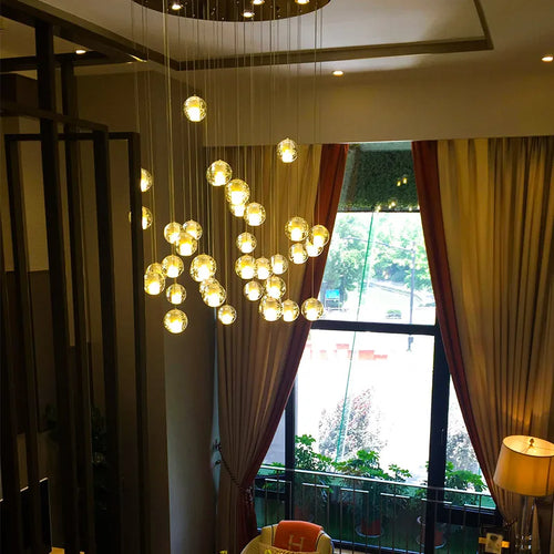 lustre long en cristal pour une ambiance moderne et élégante - vue 2 sur 17