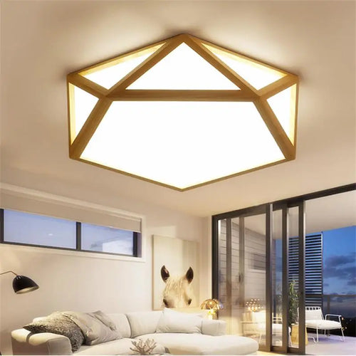 plafonnier led simple en rondins art nordique géométrique creux - vue 4 sur 10