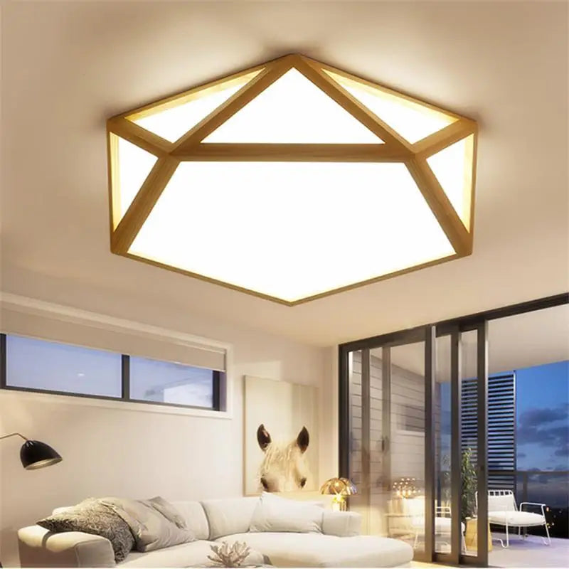 plafonnier led simple en rondins art nordique géométrique creux - vue 4 sur 10