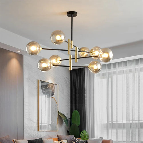 lustre led moderne boule de verre nordique luminaires créatifs - vue 3 sur 18