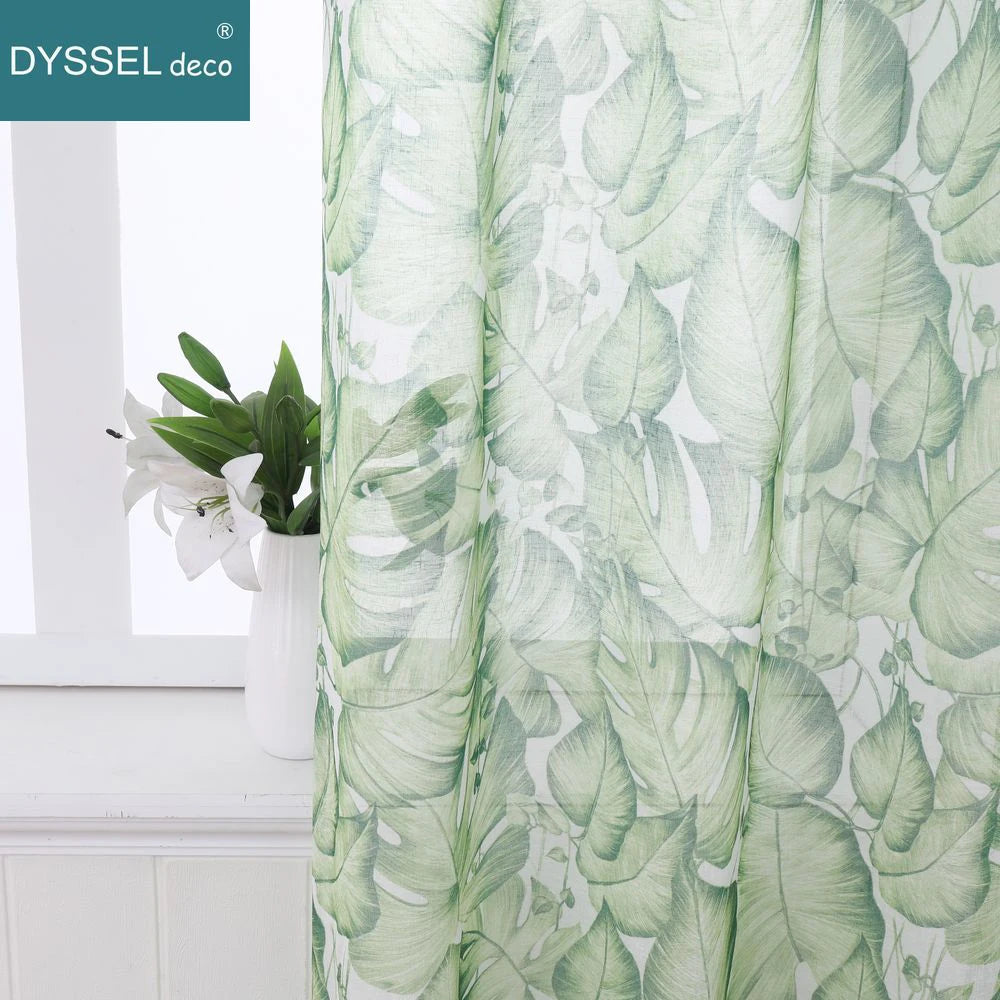 Voilage tulle transparent motif floral style européen salon chambre - vue 1 sur 6