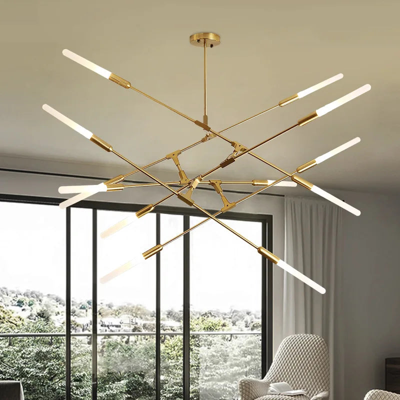 lustre design à plusieurs têtes en fer pour un éclairage moderne - vue 4 sur 6