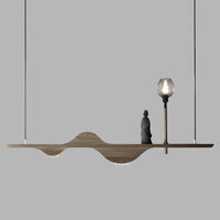 suspension en bois massif style moderne zen pour éclairage créatif