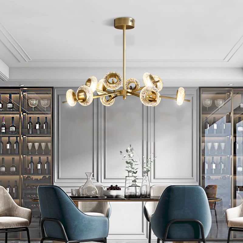 lustre de luxe en cuivre design minimaliste pour éclairage créatif - vue 5 sur 10