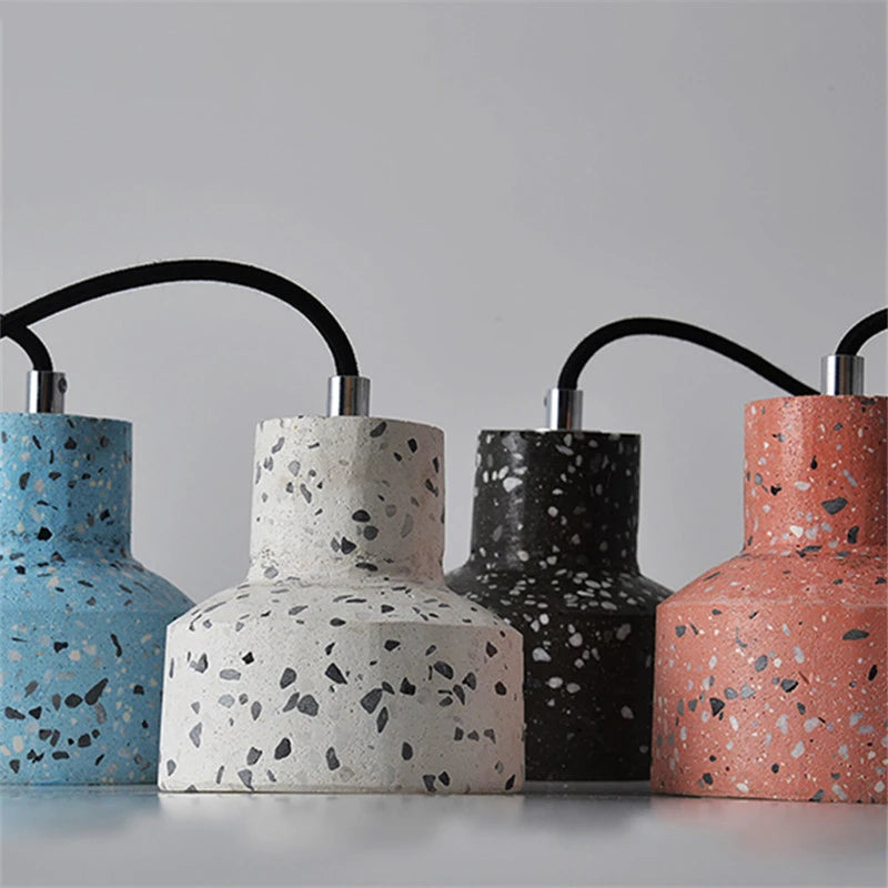 suspension moderne en terrazzo design nordique plusieurs couleurs led - vue 3 sur 28