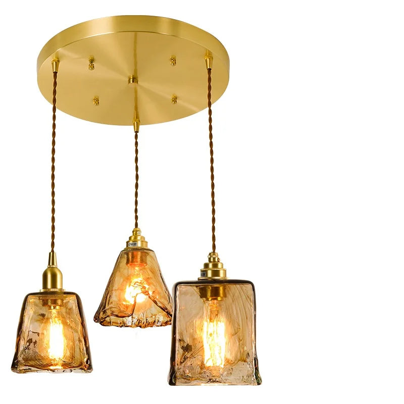 suspension led style japonais en bois cuivre réglable vintage - vue 21 sur 21